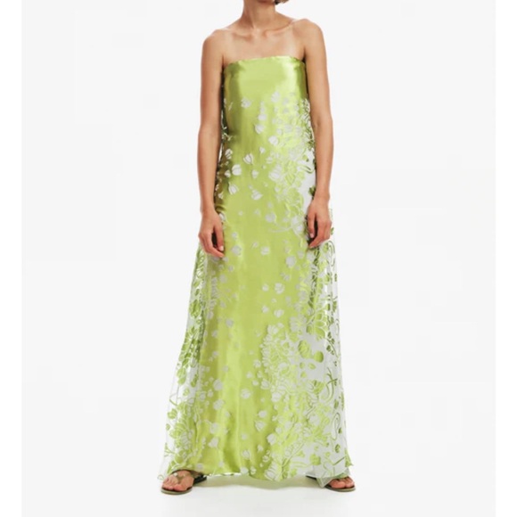 Christopher Esber Dresses & Skirts - Christopher Esber Lime Green Floral Maxi Dress